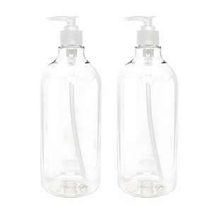 디스펜서 용기 1L + 캡, 투명 + 투명, 2개