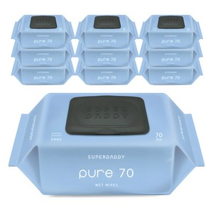 슈퍼대디 저자극 퓨어70 엠보싱 아기물티슈 캡형, 10개, 70매, 70g