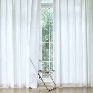 사라하우스 비침없는 밀크화이트 쉬폰 차르르 2배 나비주름형 커튼