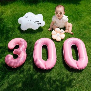 [파티랑]아기 성장촬영 숫자풍선 백일상 기념일 장식 세트, 1세트, 02-3)플라워가든 300일 핑크