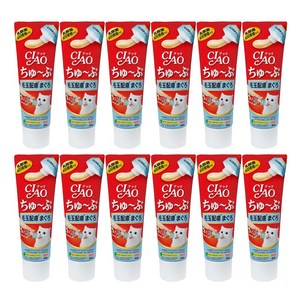 이나바 고양이 챠오츄브, 참치+헤어볼, 80g, 12개