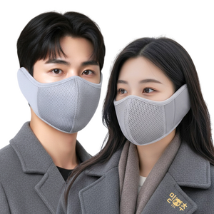 믿추 방한 귀마개마스크 겨울 안면 기모, 그레이+그레이, 2개