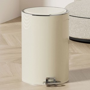 데코트리 모던 무소음 페달형 휴지통, 크림