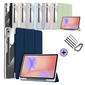 케이스나라 갤럭시탭 S10 Lite 라이트 10.9 호환 투명 클리어 S펜슬 수납 케이스 커버 보호 SM-X400 X406N, 네이비, 1개