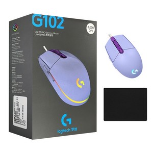 로지텍 G102 2세대 LIGHTSYNC 게이밍 유선 마우스 병행 정품박스 + 스토리링크 마우스패드, G102 (라일락) + 스링 마우스패드