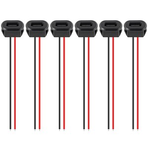 Type-C 여성 섀시 2핀 Type-C 여성 소켓 커넥터 잭 충전 포트(카드 버클 3A USB-C 충전 플러그 소켓 포함), 6개, 블랙, 10.5cm