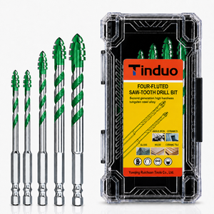 tinduo 6-6-8-10-12mm 4날 톱니형 고강도 만능 드라이버 비트 목재 유리 플라스틱 타일 콘크리트 다용 드릴 세트, 1세트