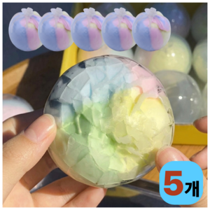 라에린 왁뿌볼 슬라임 스퀴시 왁뿌 말랑이 슬랑이 스트레스볼 왁스 뿌시기, 5개, 65g, 레인보우 파스텔