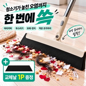 메루아 바닥밀착 EVA 매직 빗자루 교체날 1P 포함 머리카락 먼지 욕실 스퀴지 겸용, 모던베이지, 1개