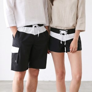 레이베이 여자 남자 남녀 커플 라인 비치팬츠 캐주얼 수영복 밴딩 수영 비치 반바지 비치웨어