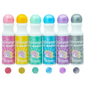 따블리에 반짝이 도트물감 미술놀이 유아물감 도트마카 360ml, 1세트, 6색