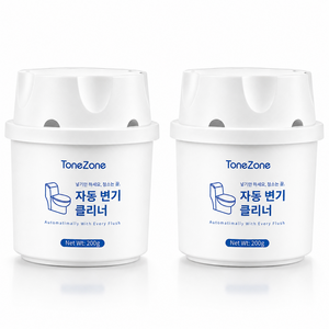 ToneZone 자동 변기 세정제 화장실 변기 탈취제 욕실용 크리너, 200g, 2개