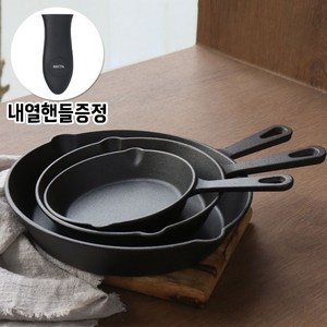 렉타 강화 무쇠팬+내열 손잡이 (고순도 선철 주물 후라이팬), 1세트, 26cm