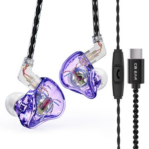 Keephifi KBEAR Storm 유선 이어폰 PEEK+PU 다이어프램, 자주색, C타입 마이크