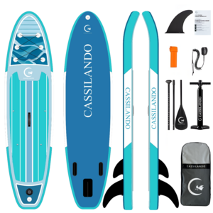 CASSILANDO SUP 패들보드 공기패들보드 서핑보드 스탠드업보드 수상레저용품 335cm, 민트블루