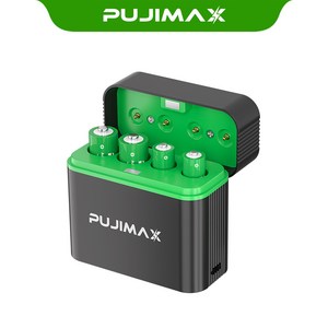 PUJIMAX 스마트 건전지 충전기 케이스 4칸 AA+AAA 1.5V 1100mwh/ 4255mWh 리튬이온 충전식 배터리 4255mWh 포함 1.5V 리튬배터리 L412 4P, 1개