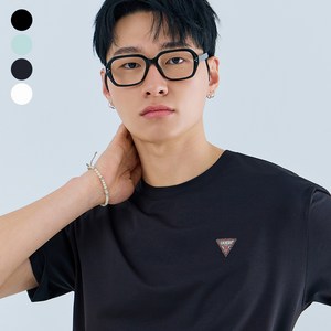 게스 26 ON 유니 세미오버핏 고신축사 와펜 반팔티셔츠 NQ2KE409 골드박스 특가