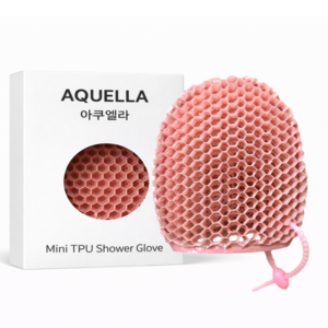 아쿠엘라 TPU 벌집 프리미엄 샤워 글러브 저자극 부드러운 각질관리 빠른건조 반영구사용 샤워타올, 1개, 1개입, 미니 핑크