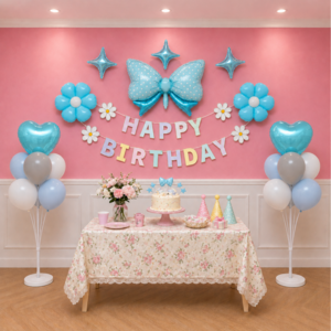 드림스타트 생일파티 풍선세트 가랜드 풍선 장식 스탠드 생일 축하 이벤트 홈파티, 1개, 스카이블루 생일파티 세트