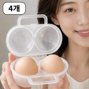 포엔즈 휴대용 계란 보관 트레이 2구 보관함, 4개, 투명