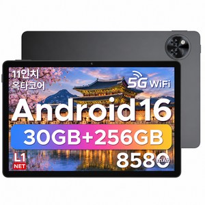 DOOGEE U11 PRO 안드로이드 16 태블릿 11인치 대화면 최대30GB(6+24)+256GB Gemini AI지원 90Hz 디스플레이 8580mAh 배터리 태블릿pc, 회색