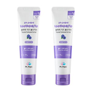 팜파파 키즈 불소 치약 스텝3 천연블루베리민트향, 2개, 70g