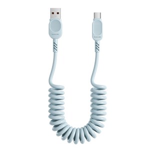 Toocki PD 100W 6A USB-A to C타입 스프링 코일 초고속충전 케이블 180 cm 차량용 안엉킴 케이블 보조배터리 케이블, 1개, 파랑, 1.8m