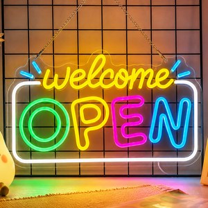 KEMEI 영업중 LED 간판 업소용 네온사인 OPEN 어서오세요 9단계 밝기조절 매장 인테리어 조명, OPEN 005