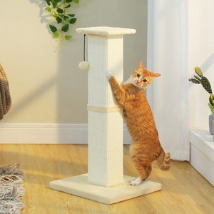 PAWZ Road고양이 두꺼운 기둥형 수직 스크래쳐 대형 패브릭 고양이 장난감, 1개, 베이지