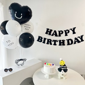 파티굿즈 하트풍선세트 남친 여친 생일파티세트 파티용품 생일풍선, 블랙하트세트