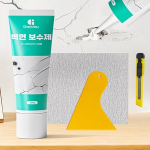 Gaayou 균열보수제 외벽 벽돌 벽면 보수제 안전 틈새메꿈씰 벽보수용 크랙보수제 벽보수용 퍼티 빠데 300g + 헤라 세트 | 벽면 구멍 메꾸미 실내용 간편 보수, 1개