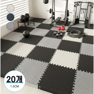 Kemei 20p 홈짐 헬스매트 실내 운동용 매트 1.5cm 바닥 보호, 20개, 그레이