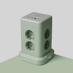 지클릭커 타워 8구 고용량 4000W USB 멀티탭 NP708PD 그린, 1개, 타워형 8구 그린, 1.8m