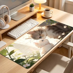(고양이 그림)XXL 대형 마우스패드 900X400X3mm 고해상도 인쇄 미끄럼 방지, 스타일2, 1개
