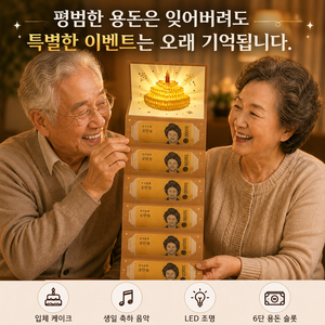 에르연 센스있는 생일 생신 축하 이벤트 용돈 카드, 1개, 골드