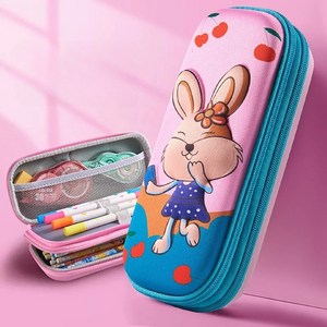 어린이 필통 2단 EVA 3D 캐릭터, 1개, 말괄량이토끼