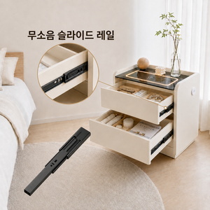 Tixpra 스마트 협탁 무선충전 3색 LED 무드등 USB C타입 충전 2단 서랍 완제품 배송, 1개, 협탁-부품