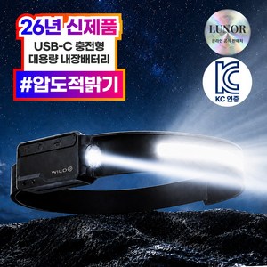 루노르 모션센서 헤드랜턴 C타입 충전식 LED 작업 낚시 해루질 등산용 라이트, 1개, 딥블랙