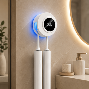 디에스가추몰 무선 UV LED 칫솔살균기 AI 스마트 케어 히팅 건조기 소독 살균 무타공 거치대, 화이트, YQ-S02