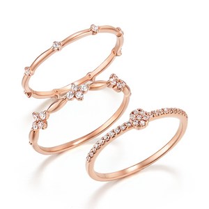 엘르 여성용 플라워 레이어드 링 3종 세트 ELBRWR115