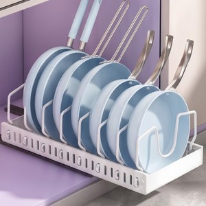 온별담 후라이팬정리 냄비 그릇 싱크대 칸막이 조절 수납 정리 선반, 1개, 화이트, 7단