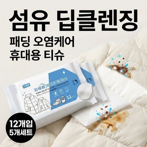 오름 일본기술 적용 [KTC 인증 완료] 5개 세트 얼룩 제거 티슈 휴대용 물티슈, 5세트, 12개입