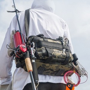 KAIROS OUTDOOR루어가방 다용도 낚시 보조가방 숄더백 크로스백 힙색 멀티가방, 블랙 그린 카모