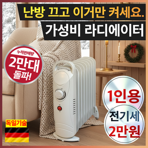 독일기술 전기 라디에이터 1인가구 무소음 가정용 사무실 히터 자동 타이머, 가성비 라디에이터