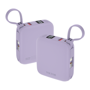 볼턴 볼트고 미니 고속충전 보조배터리 10000mAh 22.5W 8핀 C타입 일체형 케이블 LCD 잔량표시 QC 3.0 PD 3.0, 라벤더, 볼트고10000