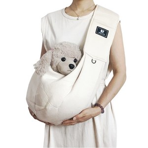 비비큐트 강아지 슬링백 안전하고 어깨편한 애견 슬링백 포대기, 1개, 베이지