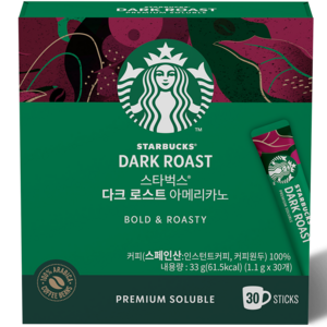 스타벅스 다크 로스트 아메리카노 원두커피믹스, 1.1g, 30개입, 1개