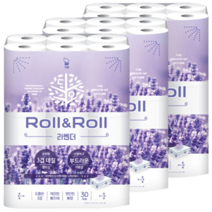 롤앤롤 라벤더 화장지 30롤 3겹 고급롤화장지(3겹이상) 30m, 30개입, 3개