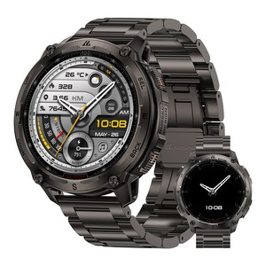 KOSPET TANK T4T 스마트워치 방수방진충격 방지 시계 블랙/실버 GPS+블루투스, GPS + 블루투스, 36.3mm, Black