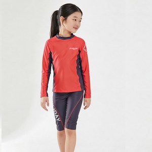 여아 래쉬가드 상의+5부팬츠+팬티+수모 세트 DH13-7 수영복